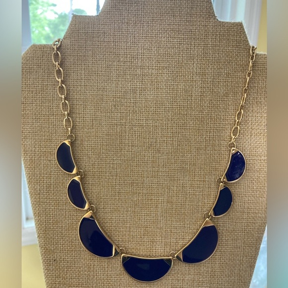 Navy Blue Enamel‎ Collar Necklace - Picture 1 of 6
